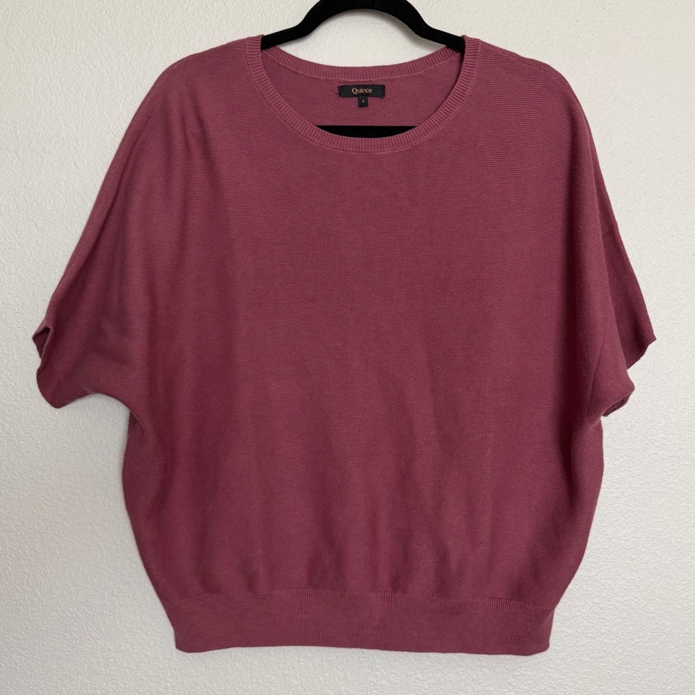 Quince Dolman Sweater Women Size Large Lightweight Berry Purple Cotton Cashmere